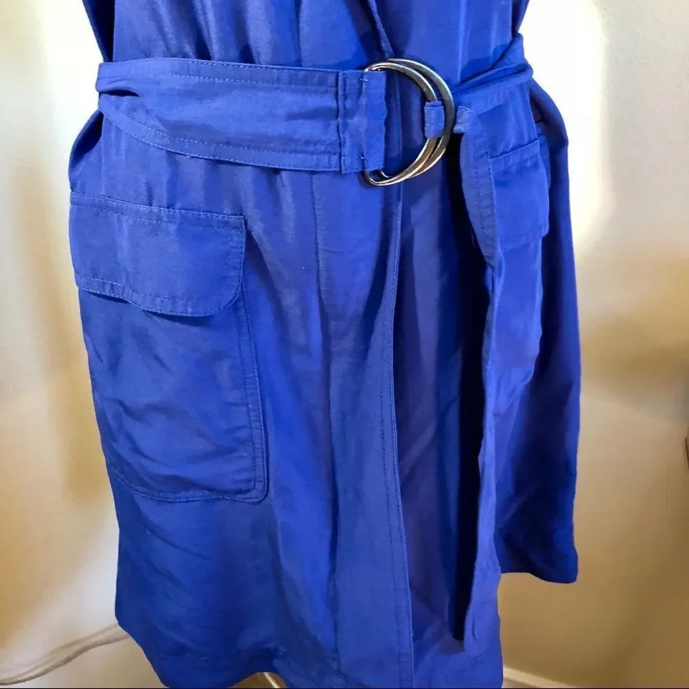 NY&Co Blue Cargo Utility Belted Cap Sleeve Dress